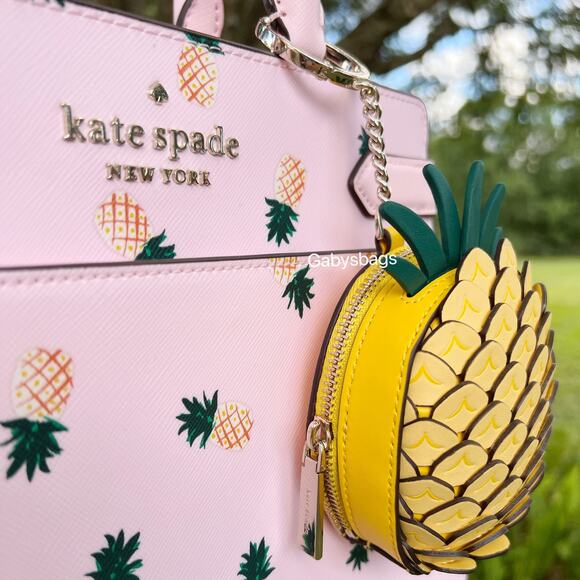 Kate Spade Colada Pineapple Novelty Coin Purse Wallet Keychain Limited Edition - Picture 5 of 6